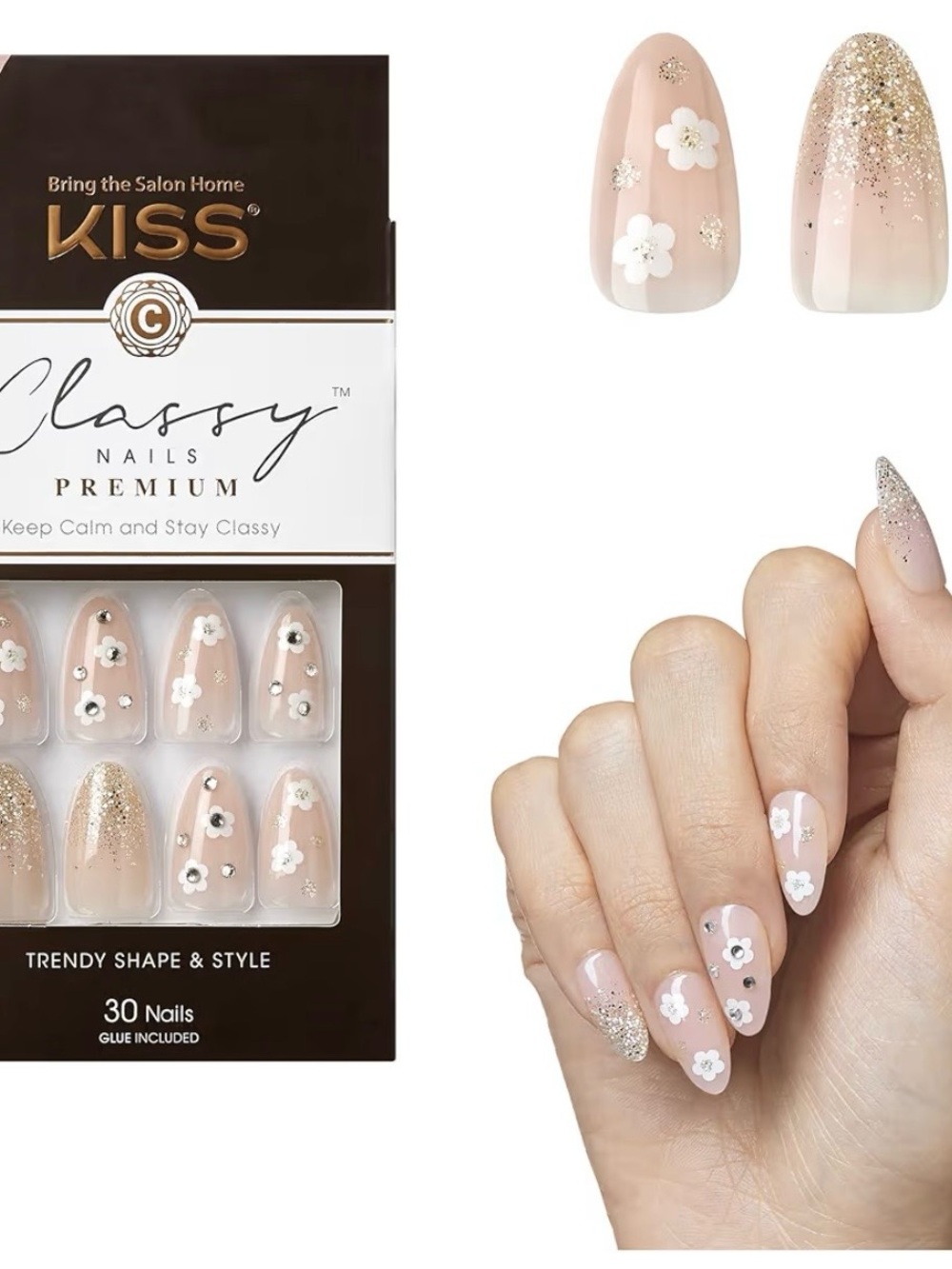 Kiss Classy Press On Nails - Size Medium